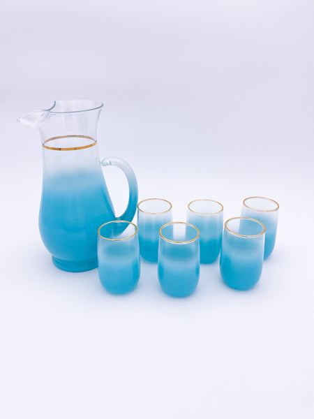 Blue Frosted Glass Set