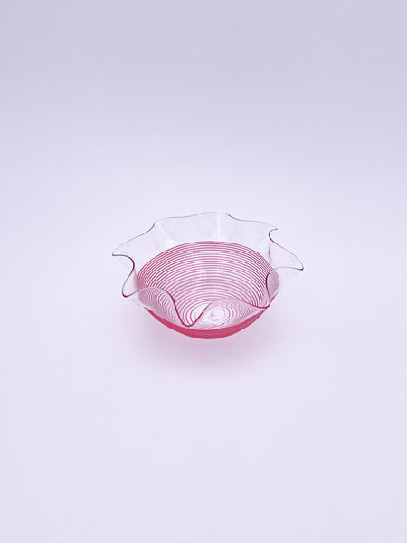 Cranberry Threaded Glass Bowl