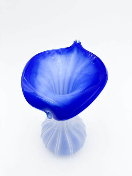 Blue Cased Glass Vase