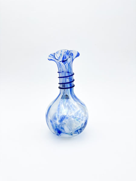Blue and White Spatter Glass Jug