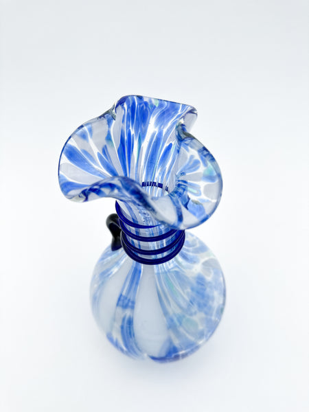 Blue and White Spatter Glass Jug