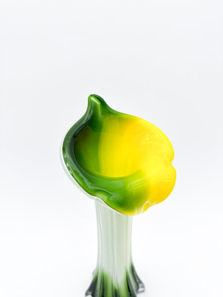 Green & Yellow Cased Glass Vase