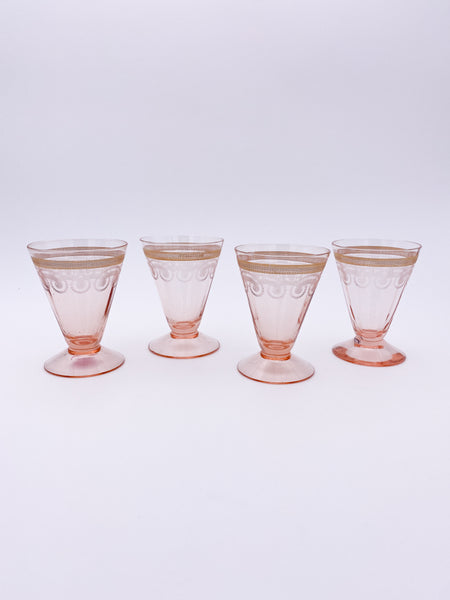 Set of 2 Small Etched Cone Glass