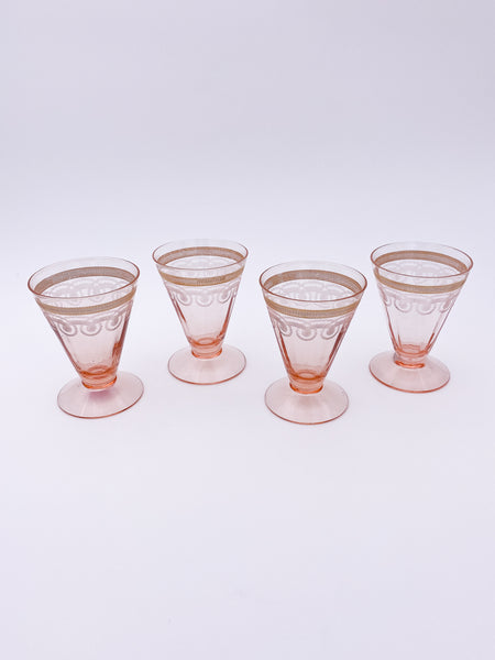 Set of 2 Small Etched Cone Glass