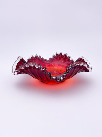 Ruby Red Ruffled Dish