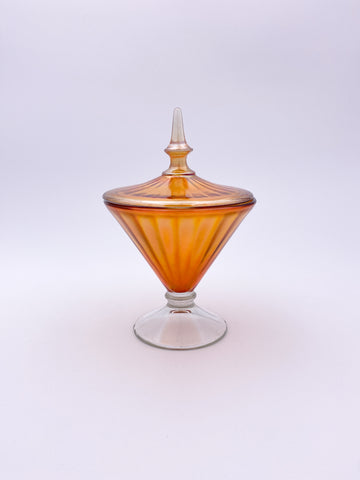 Carnival Glass Footed Jar