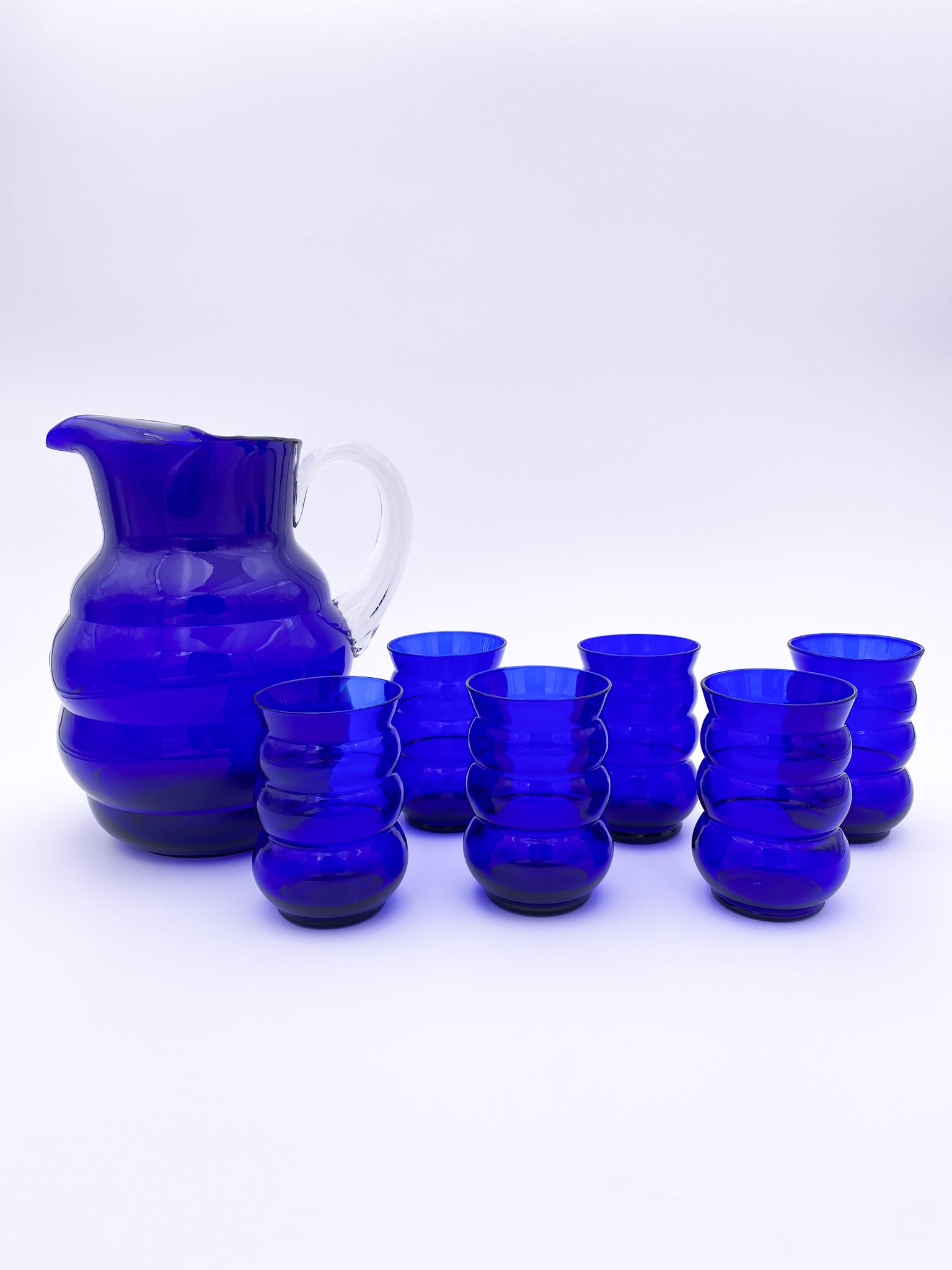 Wavy Cobalt Blue Glass Set
