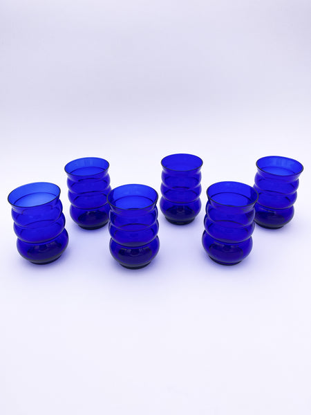 Wavy Cobalt Blue Glass Set