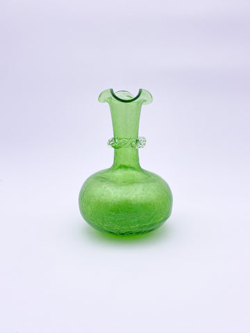 Green Crackle Glass Vase