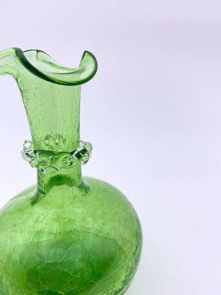 Green Crackle Glass Vase