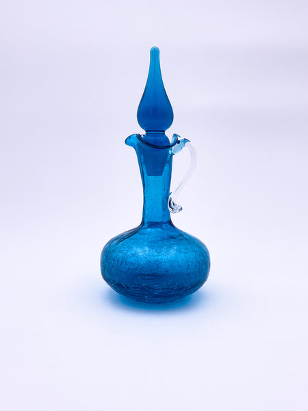 Blue Crackle Glass Decanter