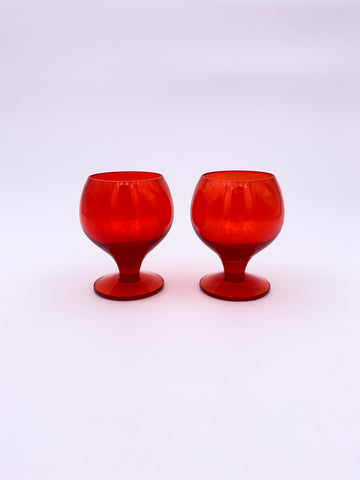 Set of 2 Orange Brandy Glasses