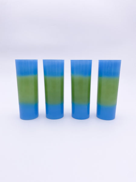 Set of 2 Blue & Green Tumbler Glasses