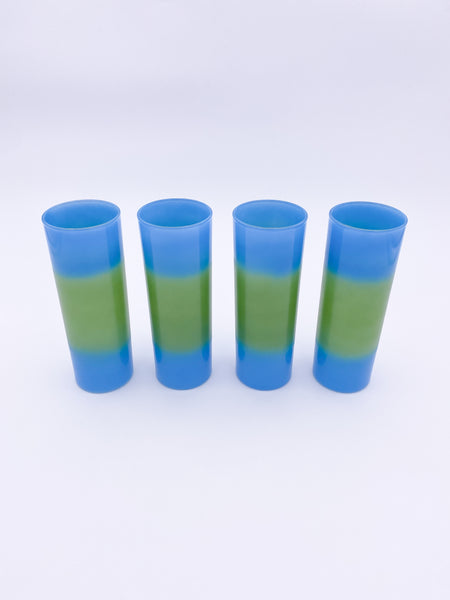 Set of 2 Blue & Green Tumbler Glasses