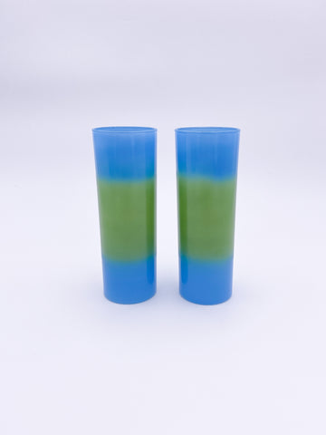 Set of 2 Blue & Green Tumbler Glasses