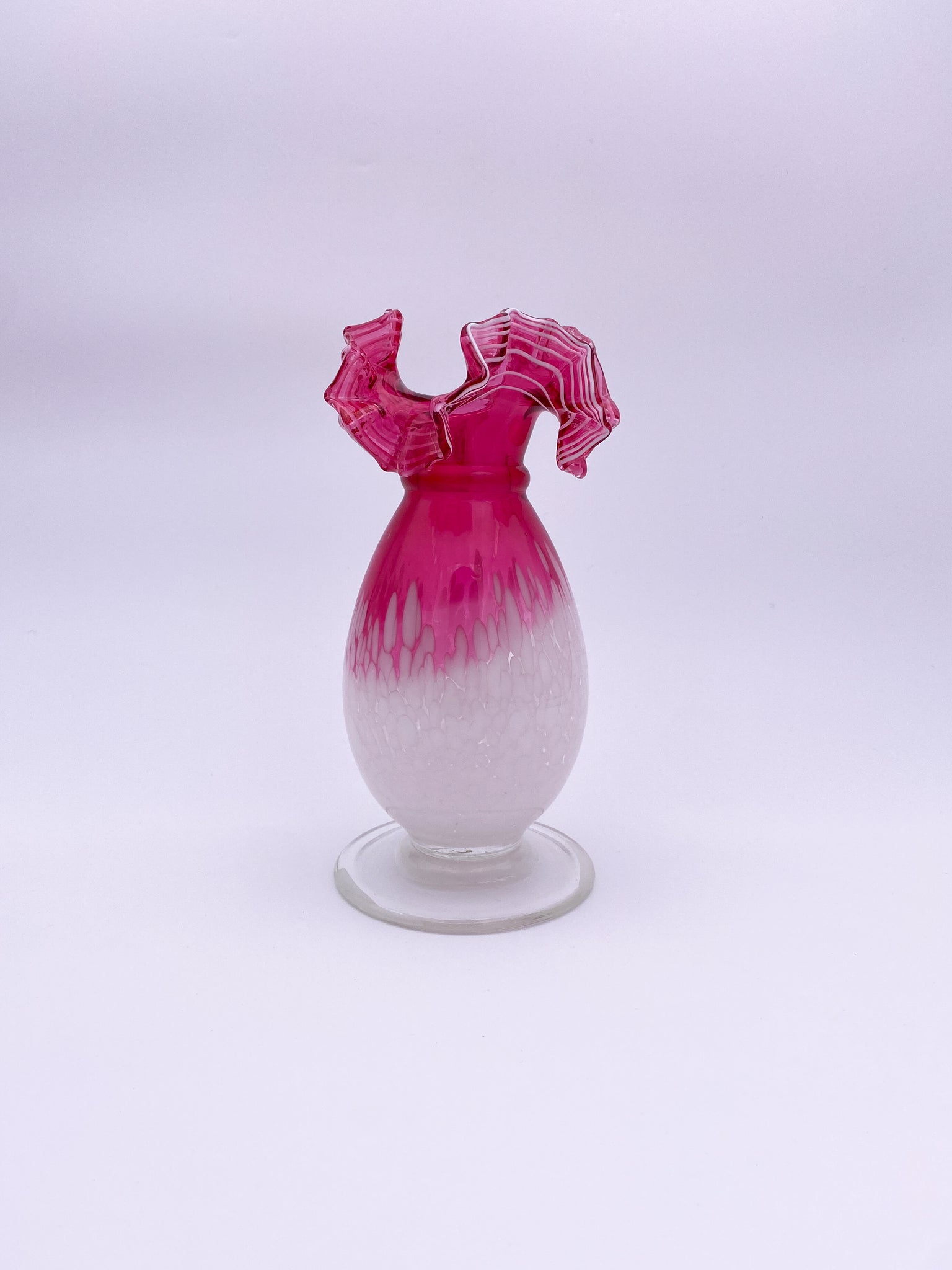 Crimped Cranberry Vase