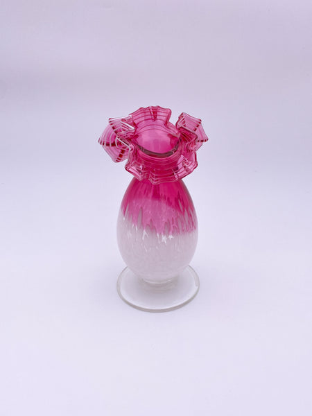 Crimped Cranberry Vase