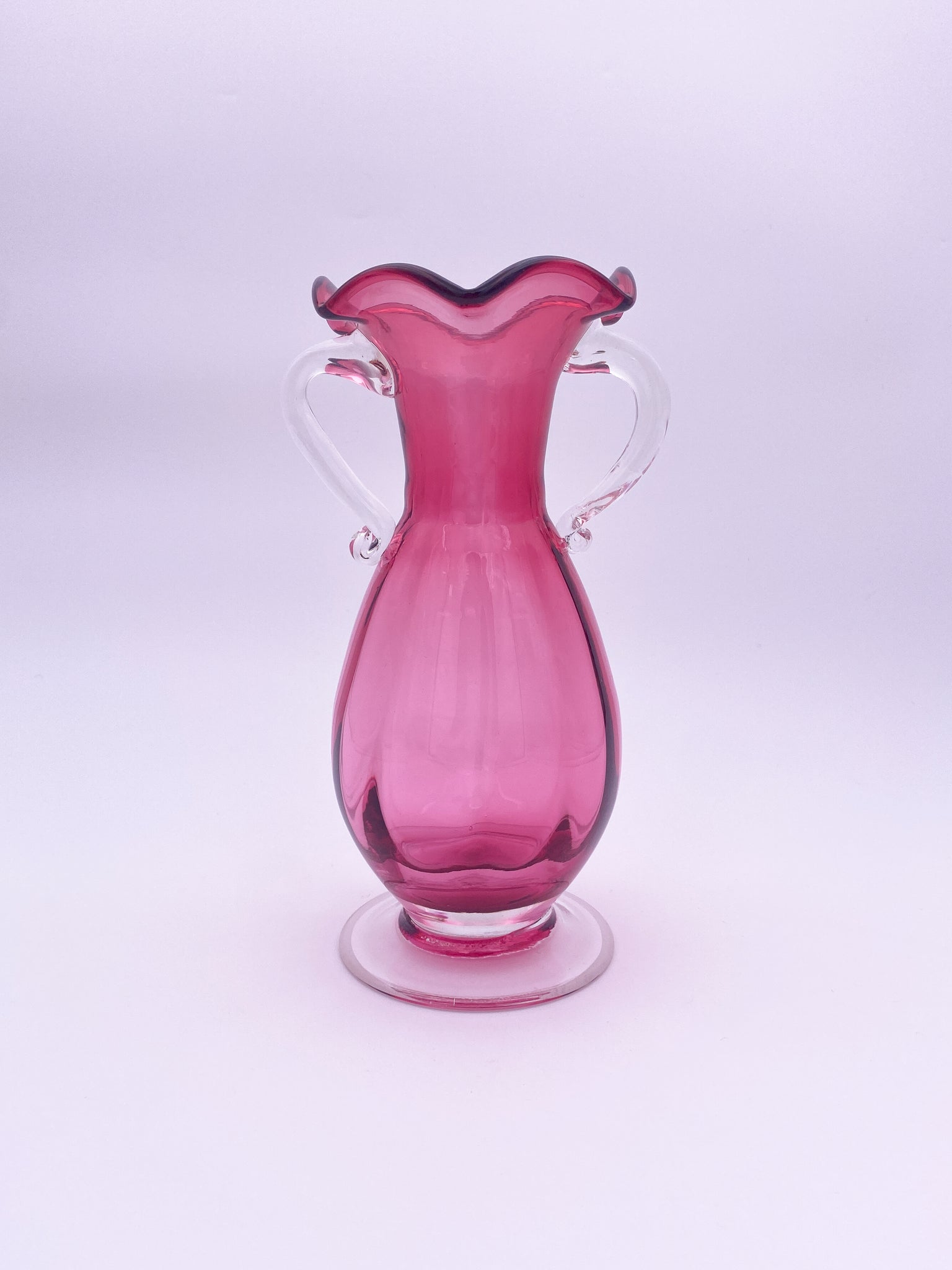 Double Handled Cranberry Vase