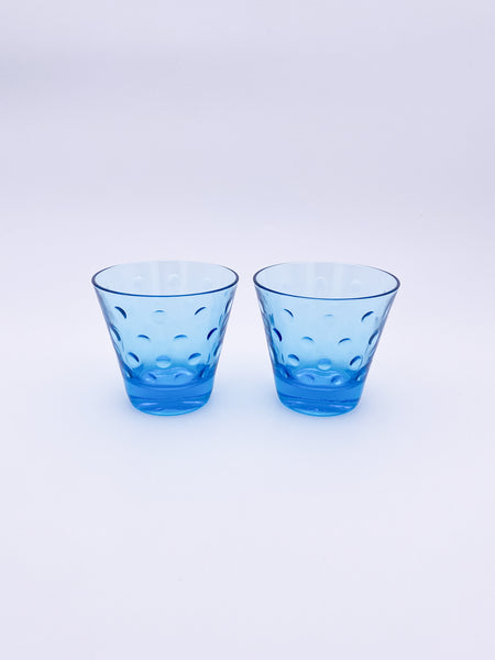 Set of 2 Low Ball Azure Blue Glasses