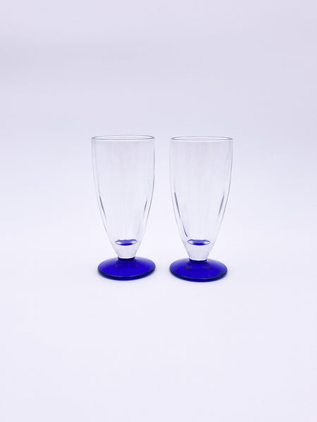 Set of 2 Footed Clear Glasses