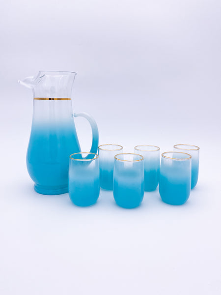 Blue Frosted Glass Set