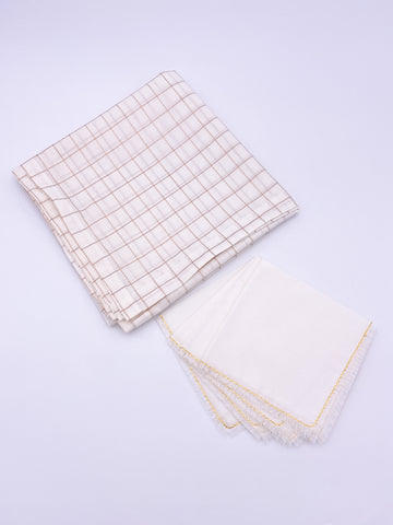 Gold Checked Tablecloth and Napkins Set