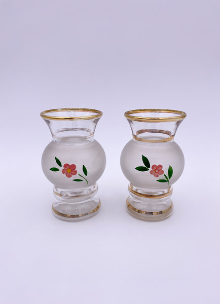 Small Frosted Glass Vase Pair