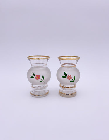 Small Frosted Glass Vase Pair