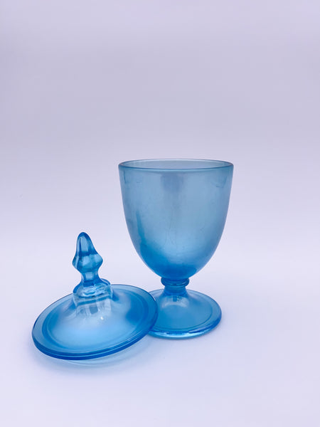 Iridescent Celeste Blue Footed Jar