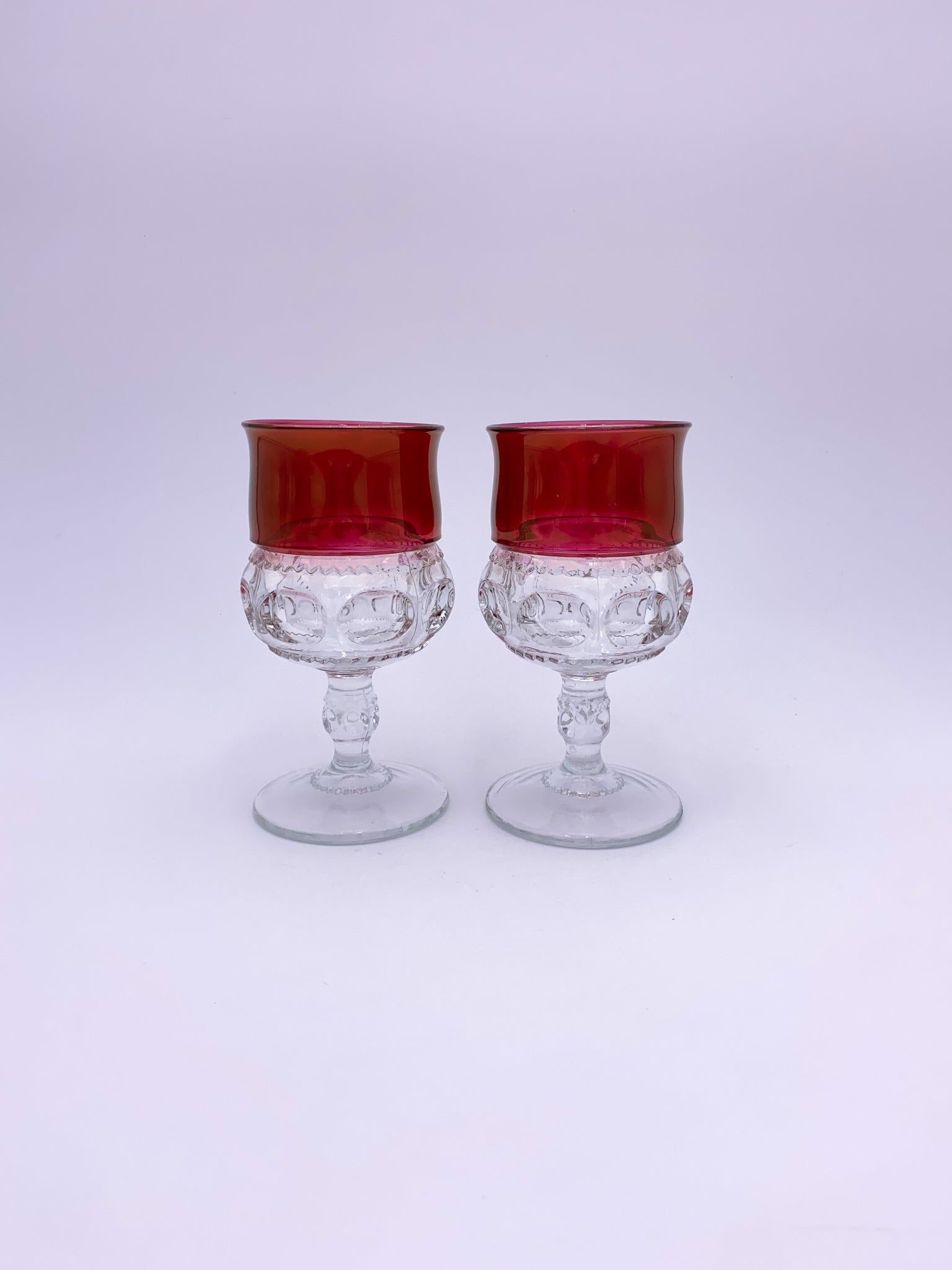 Set of 2 Cranberry Wine Glasses