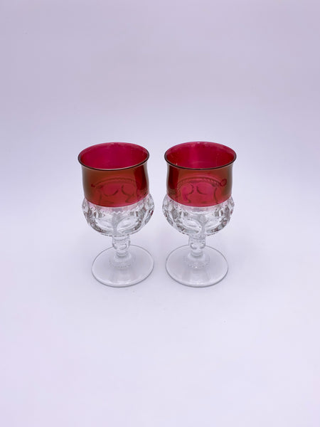 Set of 2 Cranberry Wine Glasses