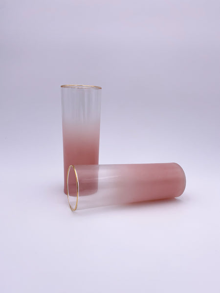 Set of 2 Frosted Pink Tumbler Glasses