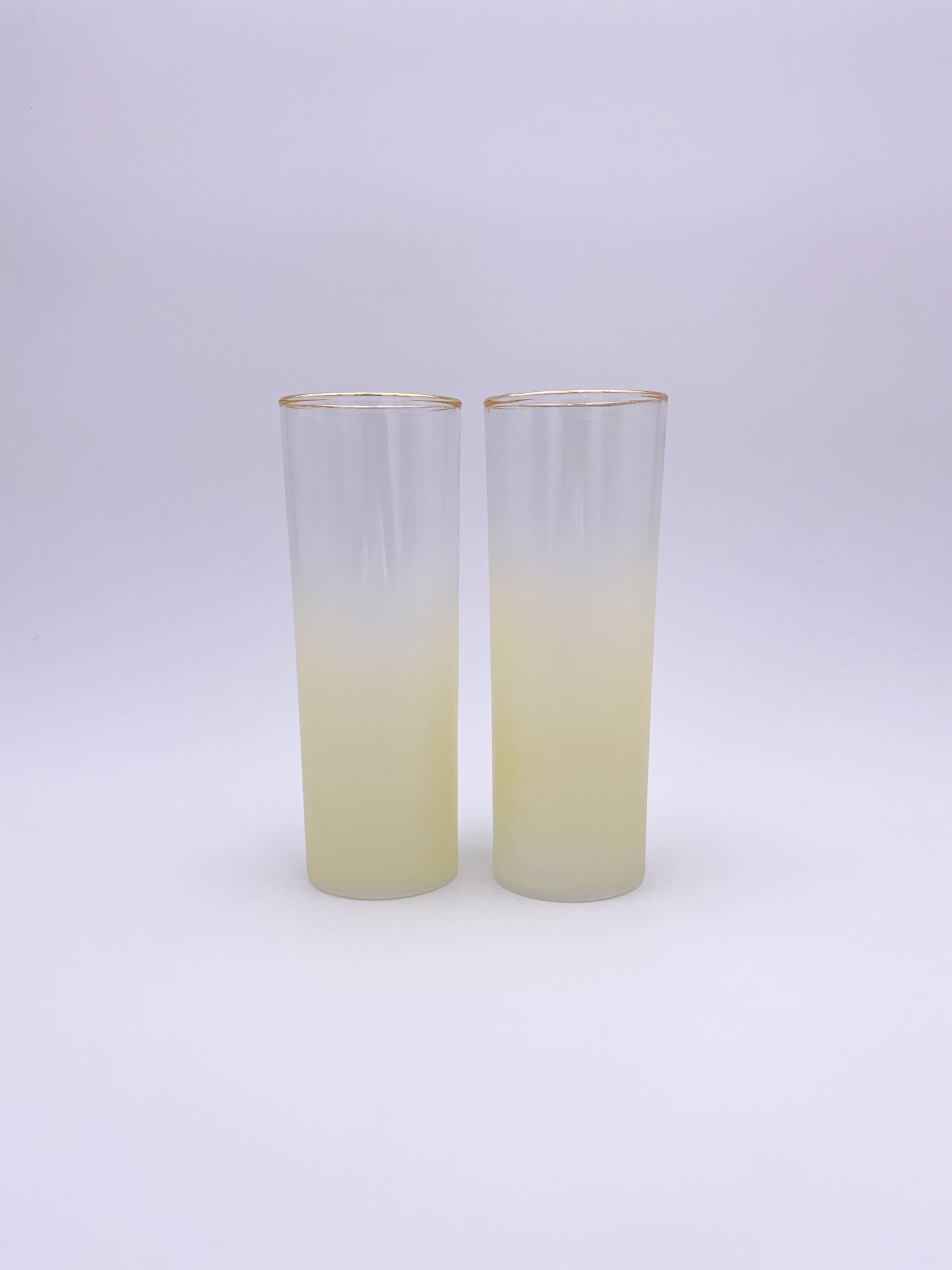 Set of 2 Frosted Yellow Tumbler Glasses