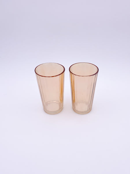 Set of 2 Iridescent Marigold Tumbler Glasses