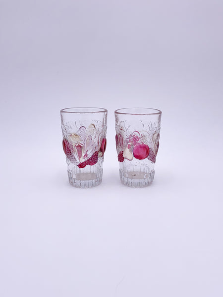 Set of 2 Colored Fruits Juice Glasses