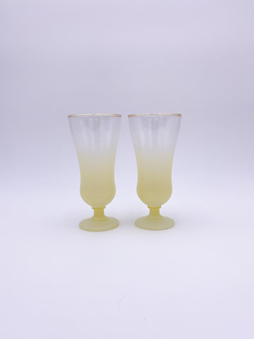 Set of 2 Frosted Yellow Cocktail Glasses