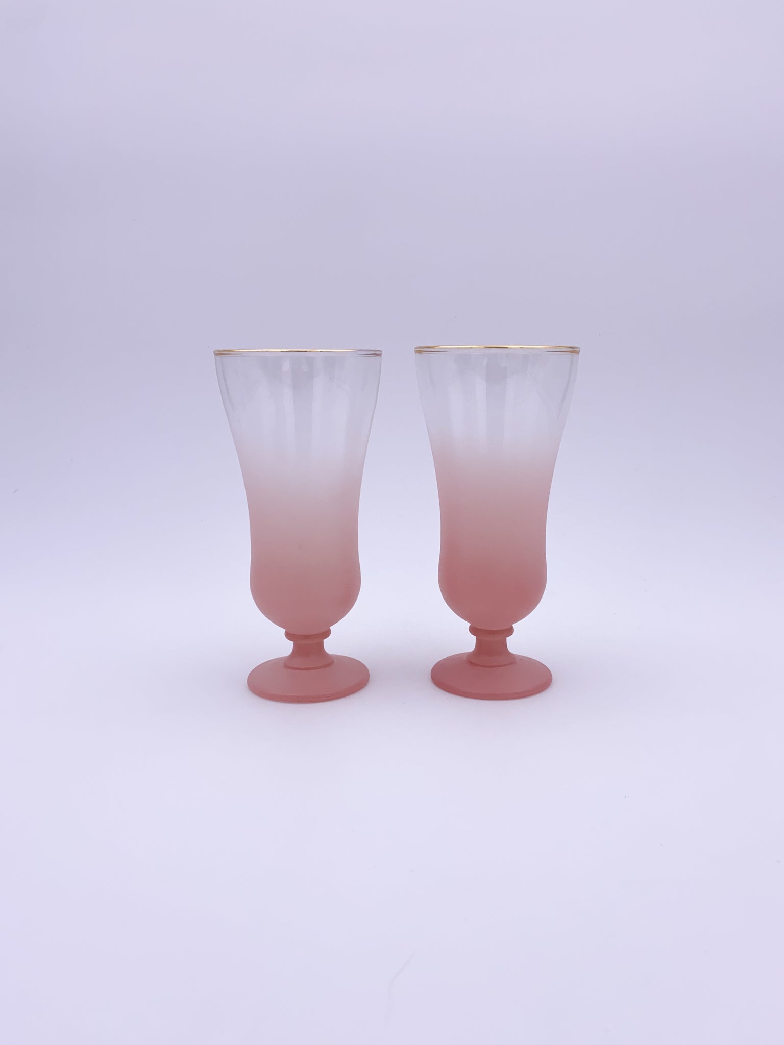 Set of 2 Frosted Pink Cocktail Glasses
