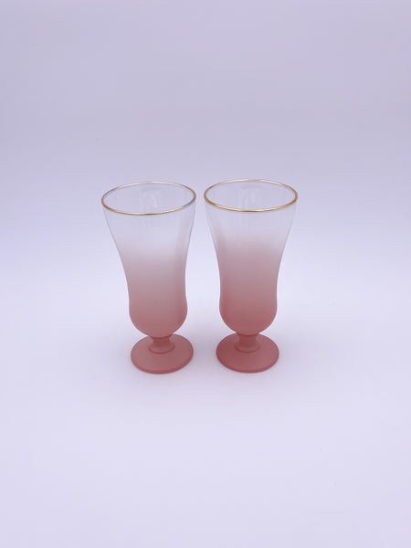 Set of 2 Frosted Pink Cocktail Glasses