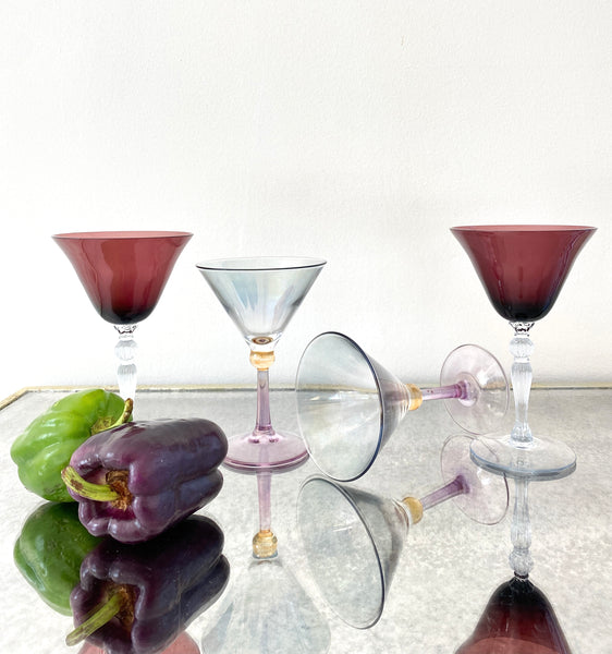 Set of 2 Multi Color Iridescent Martini Glasses