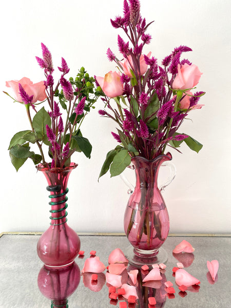 Double Handled Cranberry Vase