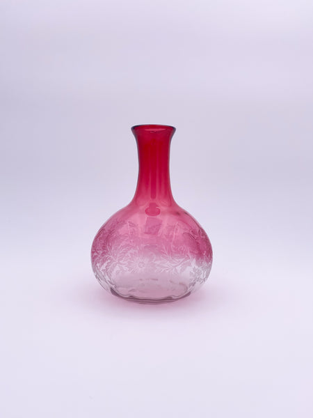 Floral Cranberry Vase