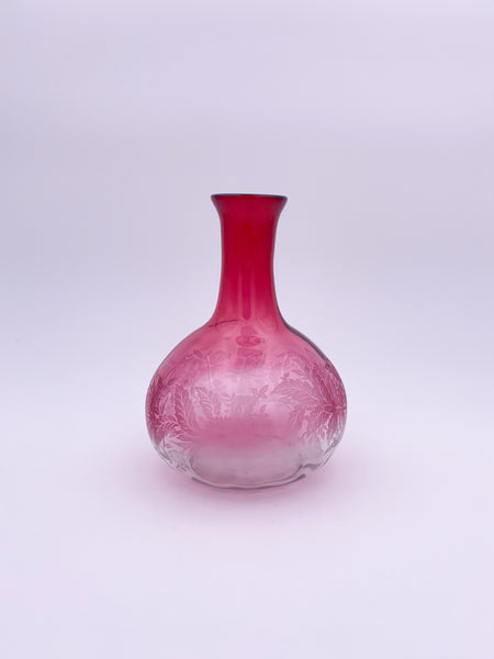Floral Cranberry Vase