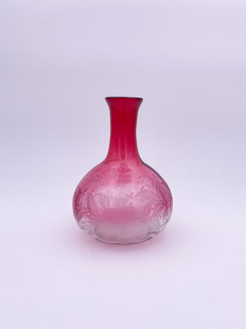Floral Cranberry Vase