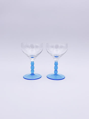 Set of 2 Ball Stem Crystal Wine Glasses