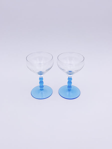 Set of 2 Ball Stem Crystal Wine Glasses