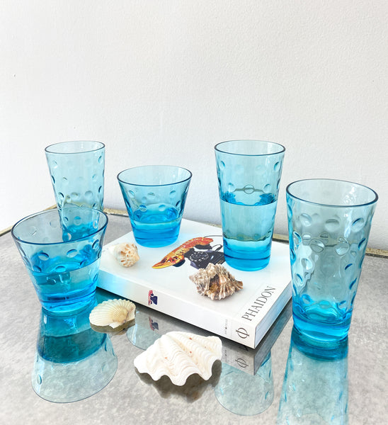 Set of 2 Low Ball Azure Blue Glasses