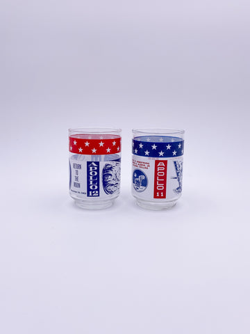 Set of 2 USA Moon Glasses Apollo 11 and 12