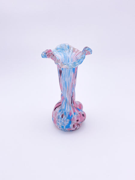 Pink and Blue Spatter Glass Vase