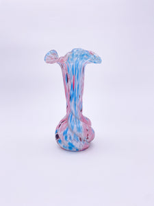Pink and Blue Spatter Glass Vase