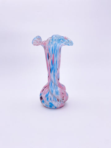 Pink and Blue Spatter Glass Vase